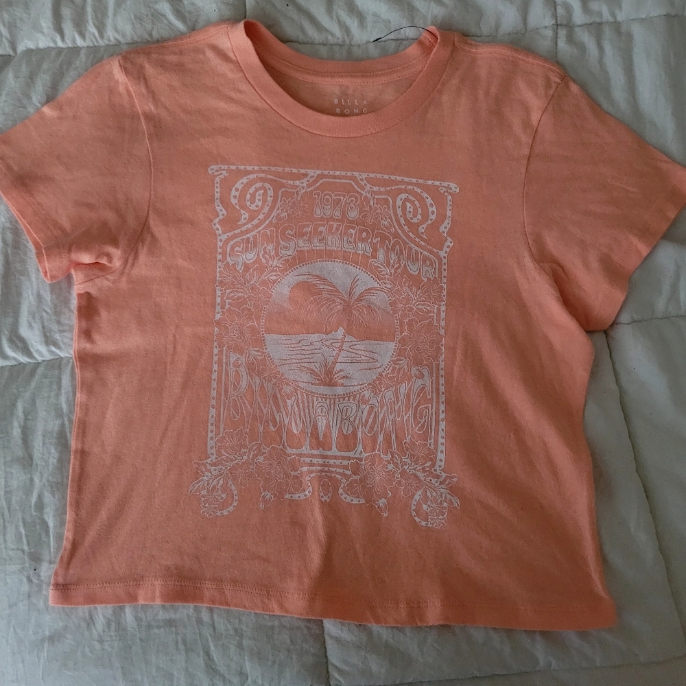Billabong Cropped Graphic Short Sleeve Tee Size Large